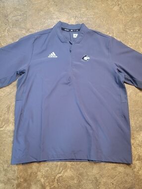 Adidas Northern Illinois Huskies Athletic Pullover Mens XL Gray Short Sleeve Zip